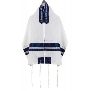 Ronit Gur Tallit Set with Blue and Silver Stripes