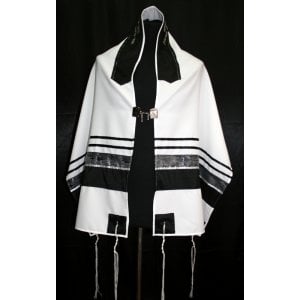 Black-Silver Stripe Tallit Set by Ronit Gur