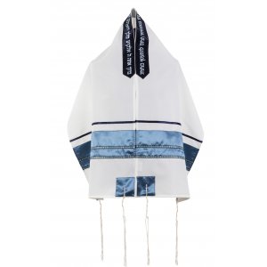 Ronit Gur White-Powder Blue Prayer Shawl Tallit Set