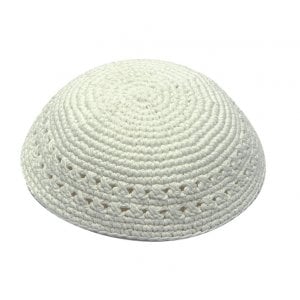 White knitted Kippah with holes