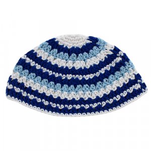 Frik Kippah with Blue and White Stripes