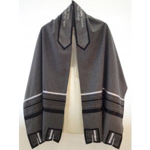 Gray-Black-White Stripe Tallit Set - Galilee Silk