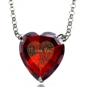 I Love You Heart Pendant By Nano - Silver and Zircon
