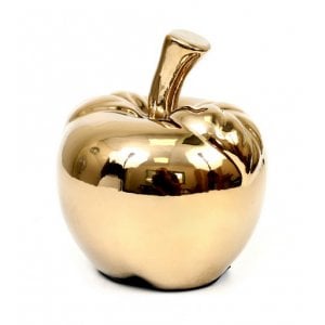 Gleaming Cream and Gold Ceramic Apple Decoration