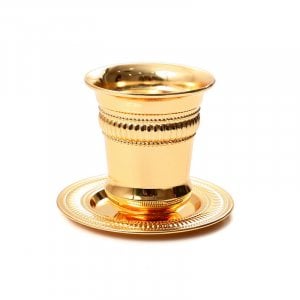 Gold Rounded Kiddush Cup and Plate Set - Regency Design