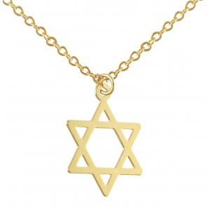 AJDesign Thin Classic 14k Gold-Plated Star of David Pendant with Chain