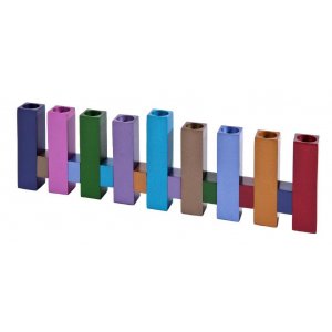 Yair Emanuel Chanukah Menorah Standing Pillar Design - Multicolored