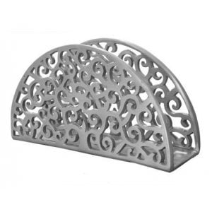 Yair Emanuel Aluminum Napkin Serviette Holder, Swirling Filigree - Silver