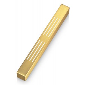 Adi Sidler Brushed Aluminum Mezuzah Case, Lines of Shin Design - Gold