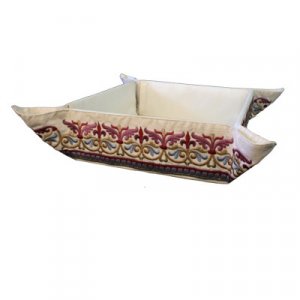 Yair Emanuel Embroidered Silk Matzah or Bread Basket - Curving Leaves