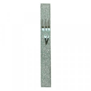 Glass Mezuzah Case - Frosted Silver Gray, Elongated Shin Letter