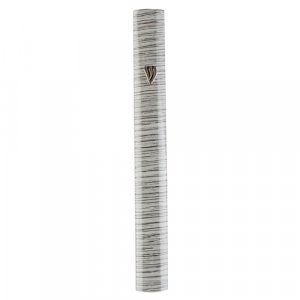 Rounded Aluminum Mezuzah Case - Slim Gray Stripes