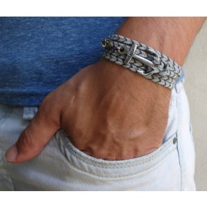 Galis Triple Wrap Gray Anchor Men's Bracelet