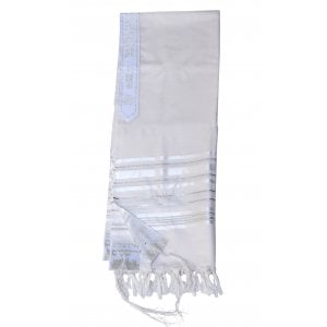 Talitnia Gilboa Light Weight Non Slip Tallit Wool Tallit Prayer Shawl - Silver Strips