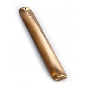 Anat Basanta Contemporary Style Brass Mezuzah Case - 8" Height