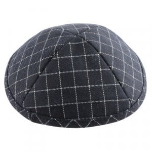 Black and White Cotton Fabric Kippah - Checkered Design