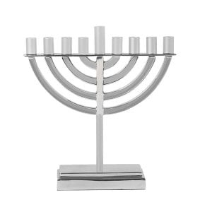 Yair Emanuel Classic Contemporary Aluminum Hanukkah Menorah - Silver