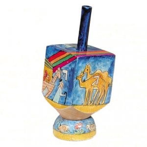 Yair Emanuel Hand Painted Wood Dreidel with Stand Small - Noah's Ark