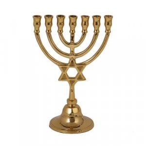 Yair Emanuel Seven Branch Bronze Menorah with Star of David