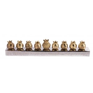 Yair Emanuel Pomegranate Hanukkah Menorah, Anodized Aluminum - Gold
