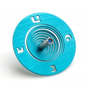 Adi Sidler Spiral Coil Chanukah Dreidel Brushed Aluminum - Turquoise