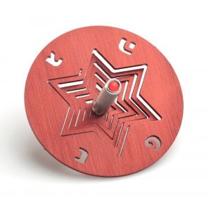 Adi Sidler Chanukah Dreidel with Stand Star of David - Red