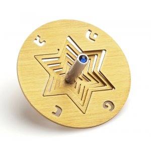 Adi Sidler Aluminum Chanukah Dreidel and Stand, Star of David - Gold