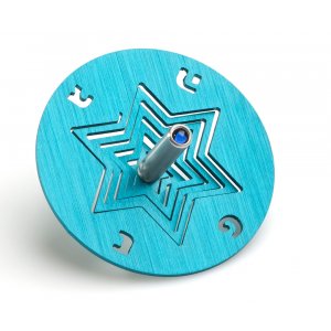 Adi Sidler Chanukah Dreidel and Stand, Star of David - Turquoise