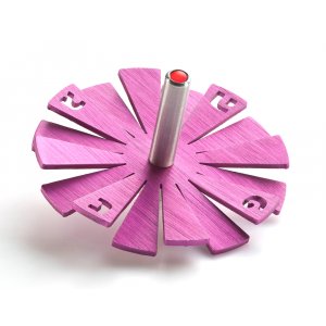 Adi Sidler Brushed Aluminum Chanukah Dreidel, Flying Petals Design - Pink