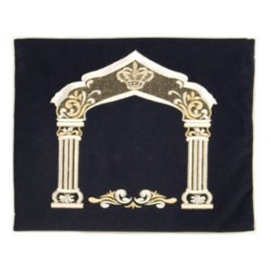 Dark Blue Velvet Tallit & Tefillin Bags - Silver Pillars