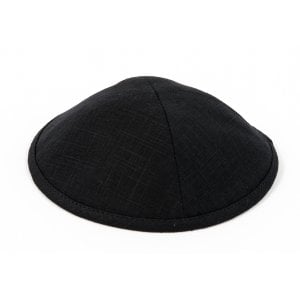 Black Linen Design Cloth Kippah with Attached Clip