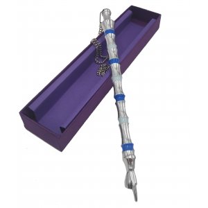Torah Pointer Yad - Shades of Blue Stripes with Decorative Silver Design
