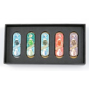 Set of Five Car Mezuzahs in Gift Box - Pomegranate Design