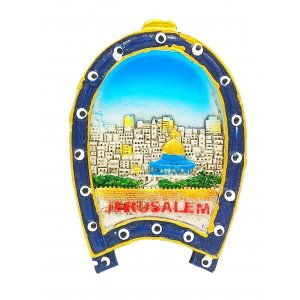 Polyresin Magnet - Jerusalem Views in Horseshoe Shape