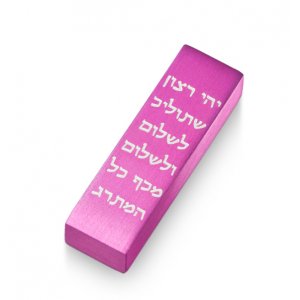 Adi Sidler Car Mezuzah with Hebrew Travelers Prayer Words - Pink