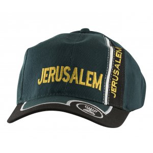Baseball Cap with Jerusalem and Menorah Design - Green