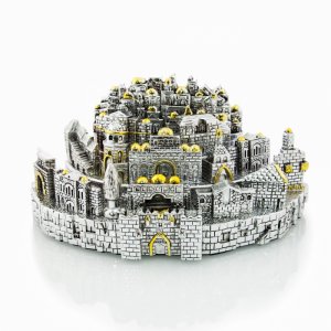 Detailed Model of Jerusalem - Silver Plated with Gold Tints