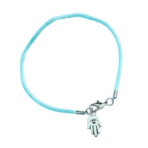 Kabbalah Cord Bracelet with Hamsa Charm - Light Blue