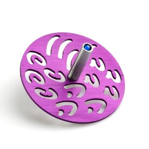 Adi Sidler Contemporary Style Chanukah Dreidel with Hebrew Letters - Purple