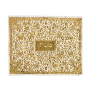 Yair Emanuel Full Embroidery Challah Cover, Flowers - Gold