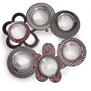 Dorit Judaica Laser Cut Seder Plate with Glass Bowls - Flower Design