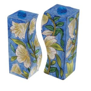 Yair Emanuel Hand-Painted Wood Fitted Salt & Pepper Shaker - White Lily