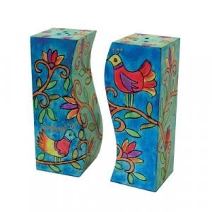 Yair Emanuel Hand-Painted Wood Fitted Salt & Pepper Shaker - Birds