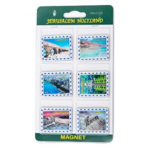 Pack of Six Luminous Holy Land Fridge Magnets - Israel Tourist Sites