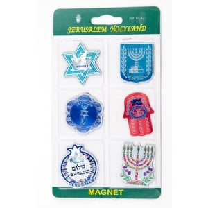 Pack of Six Luminous Holy Land Fridge Magnets - Judaic Motifs