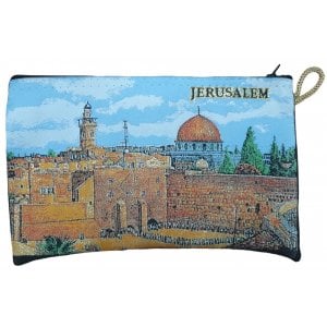 Jerusalem Zippered Fabric Purse - Gleaming Dome of the Rock and Western Wall