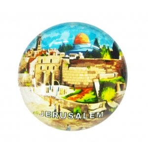 Rounded Glass Magnet - Western Wall View