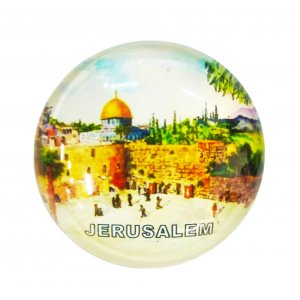 Rounded Glass Magnet - Western Wall and Dome of the Rock