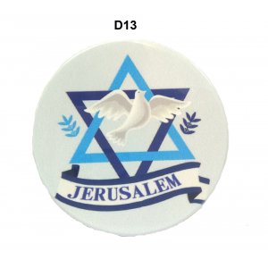 Ceramic Magnet - Blue Star of David and White Peace Dove