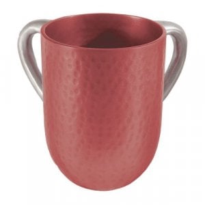 Yair Emanuel Hammered Aluminum Netilat Yadayim Wash Cup - Maroon